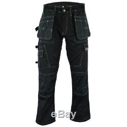 Men Work Cargo Trouser Black Pro Heavy Duty Multi Pockets W32 L33