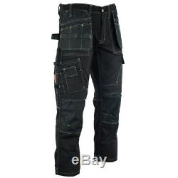 Men Work Cargo Trouser Black Pro Heavy Duty Multi Pockets W32 L33