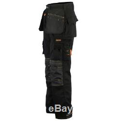 Men Work Cargo Trouser Holster Black Heavy Duty Multi Pockets W34 L31