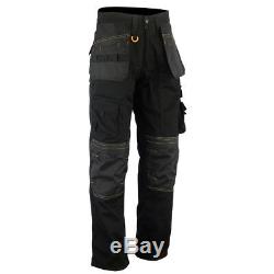 Men Work Cargo Trouser Holster Black Heavy Duty Multi Pockets W36 L31