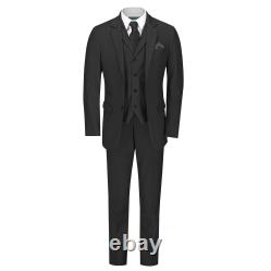 Men's 3 Piece Office Suits Grey Black Navy Classic Tailored Fit Business Jacket