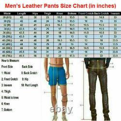 Men's Authentic Lambskin Leather Pant Slim Fit Black Skinny Lace Up Soft Trouser