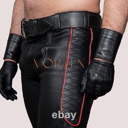 Men's Black Leather Pant Genuine Lambskin Leather Pant Slim Fit LGBT Pant