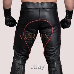 Men's Black Leather Pant Genuine Lambskin Leather Pant Slim Fit LGBT Pant