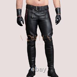 Men's Black Leather Pant Genuine Lambskin Leather Pant Slim Fit LGBT Pant