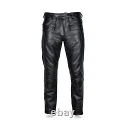 Men's Black Leather Pant, Original Thick Leather Pants, Motorcycle Trouser