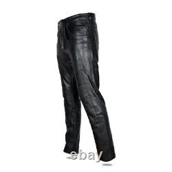 Men's Black Leather Pant, Original Thick Leather Pants, Motorcycle Trouser