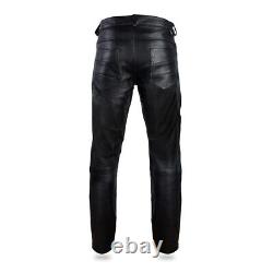 Men's Black Leather Pant, Original Thick Leather Pants, Motorcycle Trouser