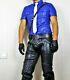 Men's Black Real Genuine Hide Leather Pant Motorcycle Biker Jeans Trousers