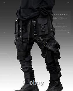 Men's Black Streetwear Techwear Heavy Cargo Trouser Pants H-G B. L. P-04. V2/BLCK