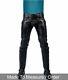 Men's Cowhide Leather Pants Double Zip Bluf Bikers Trousers Breeches Lederhosen