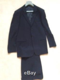 Men's Emporio Armani Black Single Breasted Suit 46R Flat Front Trouser