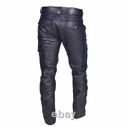 Men's Genuine Leather Cargo Biker trouser pants