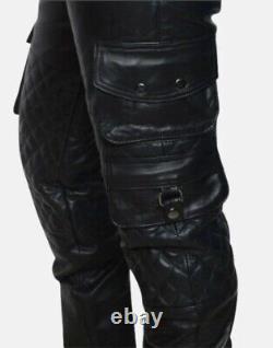 Men's Genuine Leather Cargo Pant Handmade Genuine Leather Biker Trousers Pants