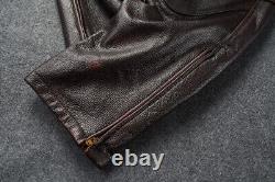 Men's Genuine Leather Pants Top Layer Cowhide Motorcycle Riding Workwear Pants