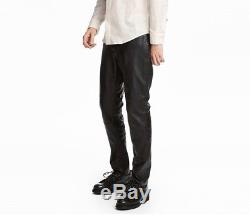 Men's H&M STUDIO AW17 Leather Pants 33 Fit Trousers Biker Style $350RRP Black