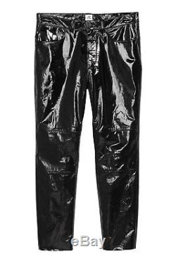 Men's H&M STUDIO SS17 Leather Coated Pants 33 Trousers Biker Style $350RRP Black