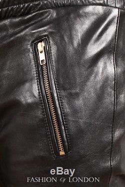 Men's JOGGER Black Lambskin Premium Real Soft Leather Jogging Trouser Draw Pants