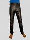Men's Jeans Motorcycle Black Slim Fit Soft Leather Pants Cowhide Tight Trousers
