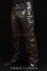 Men's Laced Jeans Style' Black Cowhide Real Leather Biker Trouser Pants 00126