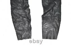 Men's Lace Up Real Leather Motorcycle Biker Black Trousers Pants Size W31 L33