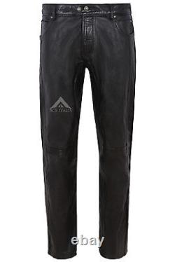 Men's Leather Pant Black Stylish Fashion Soft Designer Slim Fit Trousers 4669