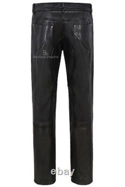 Men's Leather Pant Black Stylish Fashion Soft Designer Slim Fit Trousers 4669