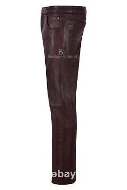 Men's Leather Pant Cherry Stylish Fashion Soft Designer Slim Fit Trousers 4669
