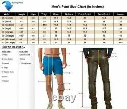 Men's Leather Pants Jeans Thigh fit Trouser Lederhosen Schwarz Cuir Bikers Gay