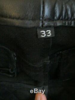 Men's Mister B Black Leather Padded Sailor Jeans Size 33
