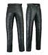 Men's Motorcycle Motorbike Jeans Biker Pants Trouser Cow Plain Leather Black