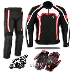 Men's Racing Motorbike Suit CE Armour Textile Cordura with Armour Gloves