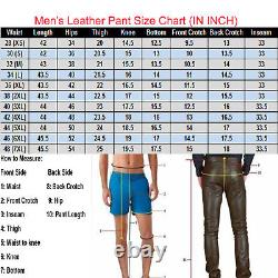 Men's Real Cowhide Leather Pant Simple skin fit Leather Breeches Cuir Trouser