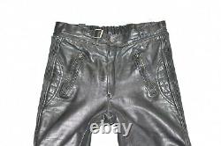 Men's Real Leather Biker Armour Motorcycle Black Trousers Pants Size W29 L26
