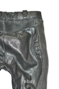 Men's Real Leather Biker Armour Motorcycle Black Trousers Pants Size W29 L26