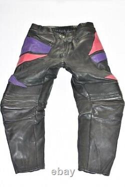 Men's Real Leather Biker Armour Motorcycle Black Trousers Pants Size W38 L29
