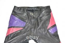 Men's Real Leather Biker Armour Motorcycle Black Trousers Pants Size W38 L29