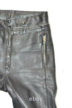Men's Real Leather Biker Motorcycle Black Trousers Pants Size W29 L28