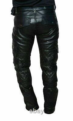 Men's Real Leather Cargo Pants Trouser