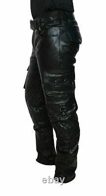 Men's Real Leather Cargo Pants Trouser