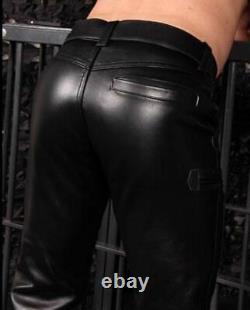 Men's Real Leather Fashion Pants Trouser