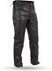 Men's Real Sheepskin Black Leather Waist Lace Up Pant Moto Biker Trousers With36
