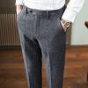 Men's Spring Autumn Dress Pants Business Casual Slim Straight Woolen Trousers