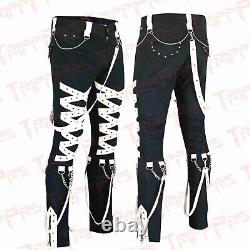 Men's Tripp Harness Pants Gothic Bondage Chains Strap Rock Denim Jeans Trouser