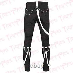 Men's Tripp Harness Pants Gothic Bondage Chains Strap Rock Denim Jeans Trouser