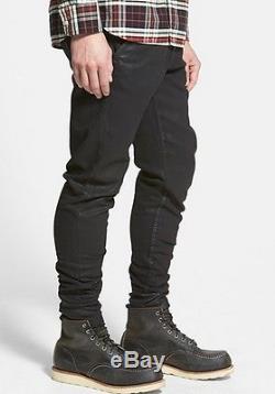 Men's True Religion Brand Jeans Stylish Black Runner Coated Jogg Leather Pants