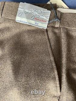 Men's Vintage Slacks Pants Chocolate Brown 100% Wool- American Pant- NWT- NICE