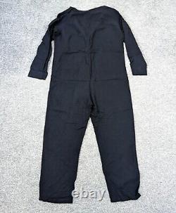 Men's ZARA Black Jumpsuit MEDIUM 31 boiler overalls linen mix M trousers V long