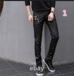 Men's buffalo leather pants fashionable nightclub pants motorbike pants