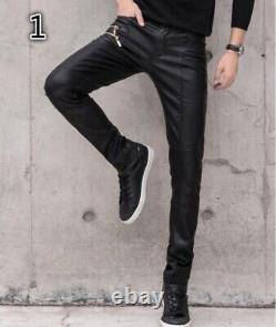 Men's buffalo leather pants fashionable nightclub pants motorbike pants